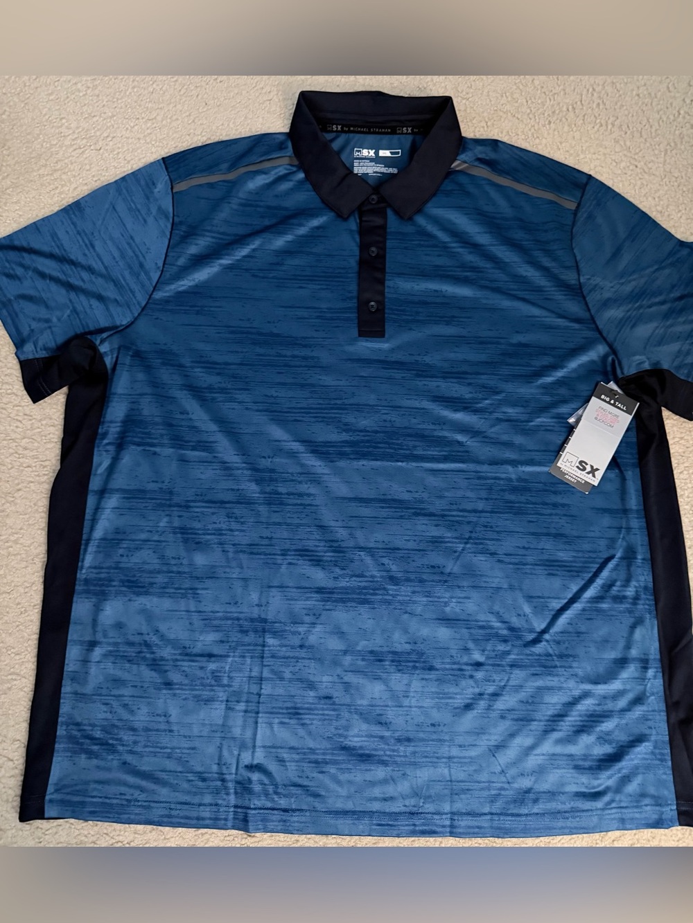 NWT Men’s Avalon Blue Performance Jersey Polo Michael Strahan size 3XL